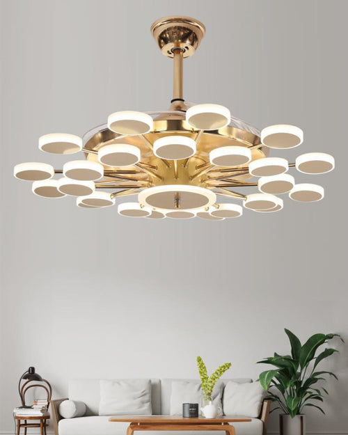 Orbit Glow Retractable Ceiling Fan + Chandelier Light (with Remote Control)